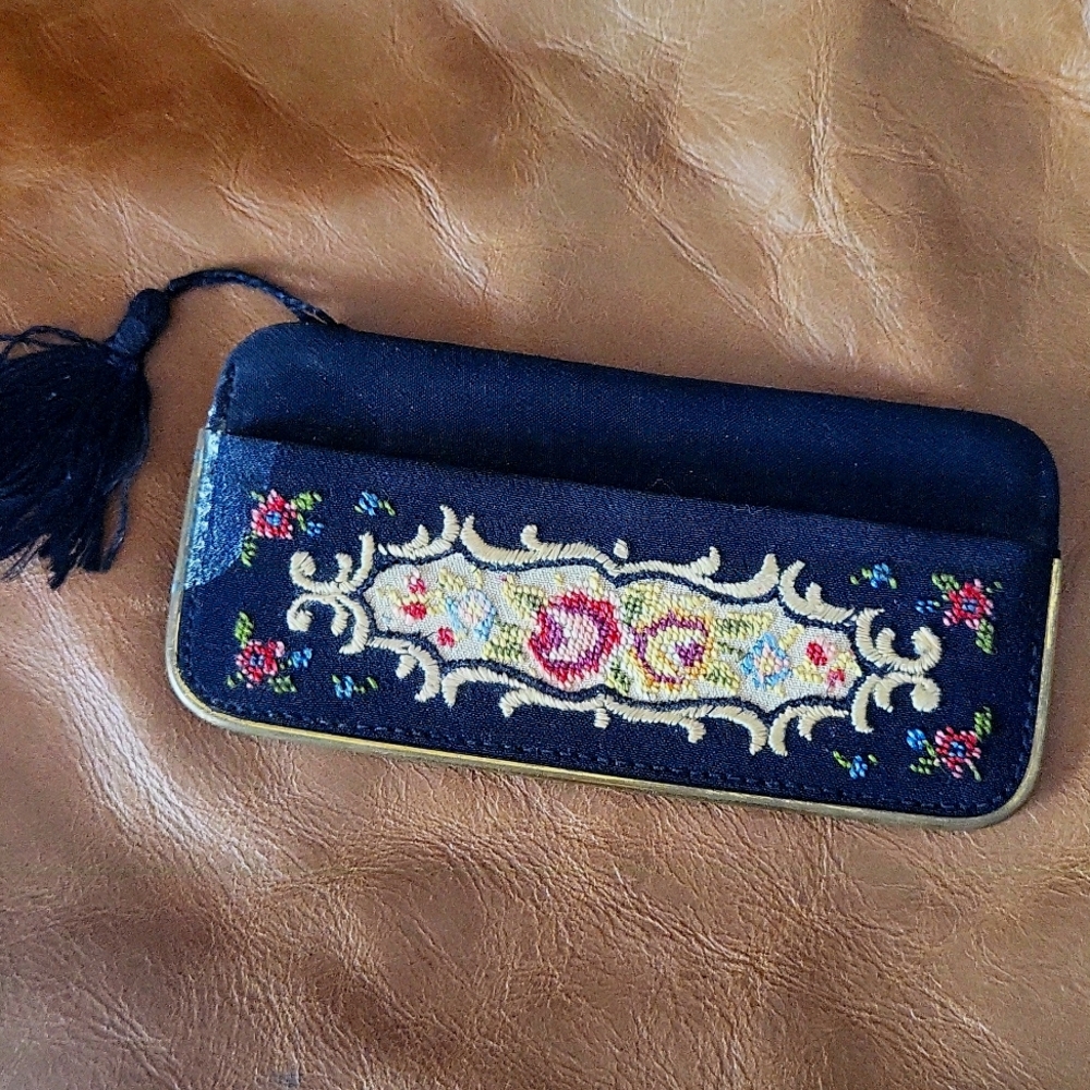 Vintage Antique Tapestry Pocket Mirror